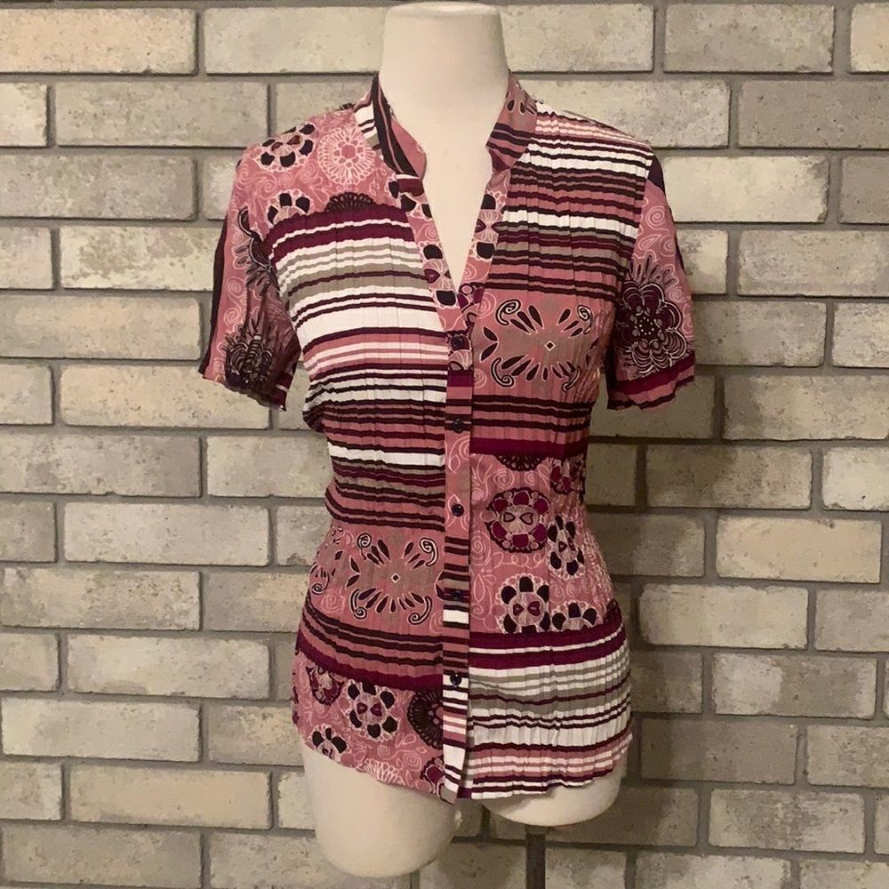 3for$20 cute purple pink blouse button front ps